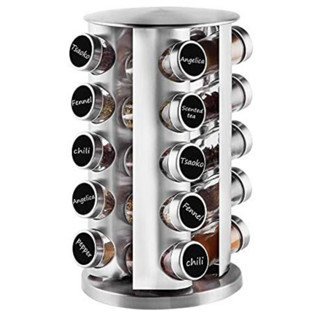 Porta Tempero Condimento Inox Suporte + Suporte Giratório + Etiqueta e Caneta Genari