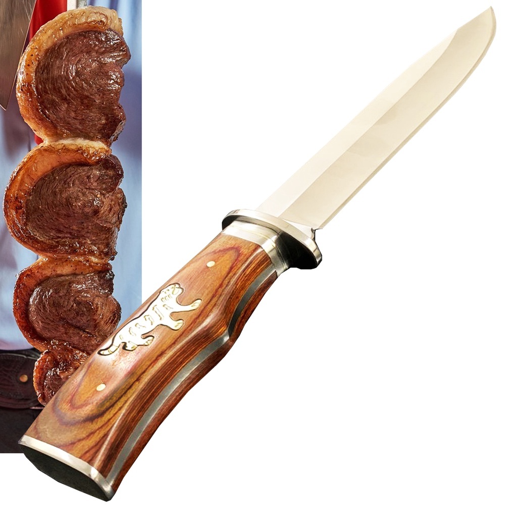 Faca Luxo Churrasco Full Tang Tigre Cabo Madeira PERSONALIZADA Churras King Cutelaria Artesanal