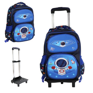 Mochila de Rodas Infantil Carrinho Removível Astronauta Escolar