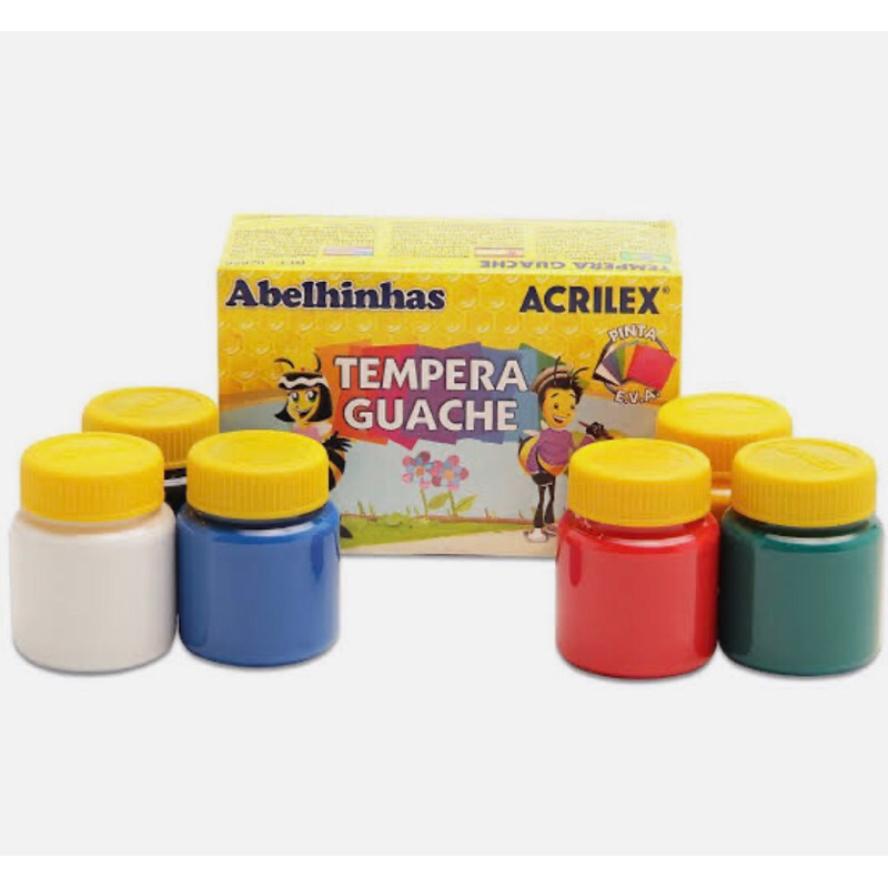 Tinta Guache 15ml Caixa Com 6 Cores Diferentes 36 Tintas Infantil Escolar Alcalex