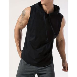 Camiseta Regata com capuz e cordão Malha 100% Algodão Fio 30 em Oferta na Shopee