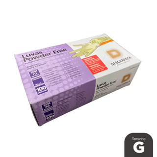 LUVA POWDER FREE LÁTEX SEM PÓ - CAIXA COM 100 - (P - M - G)