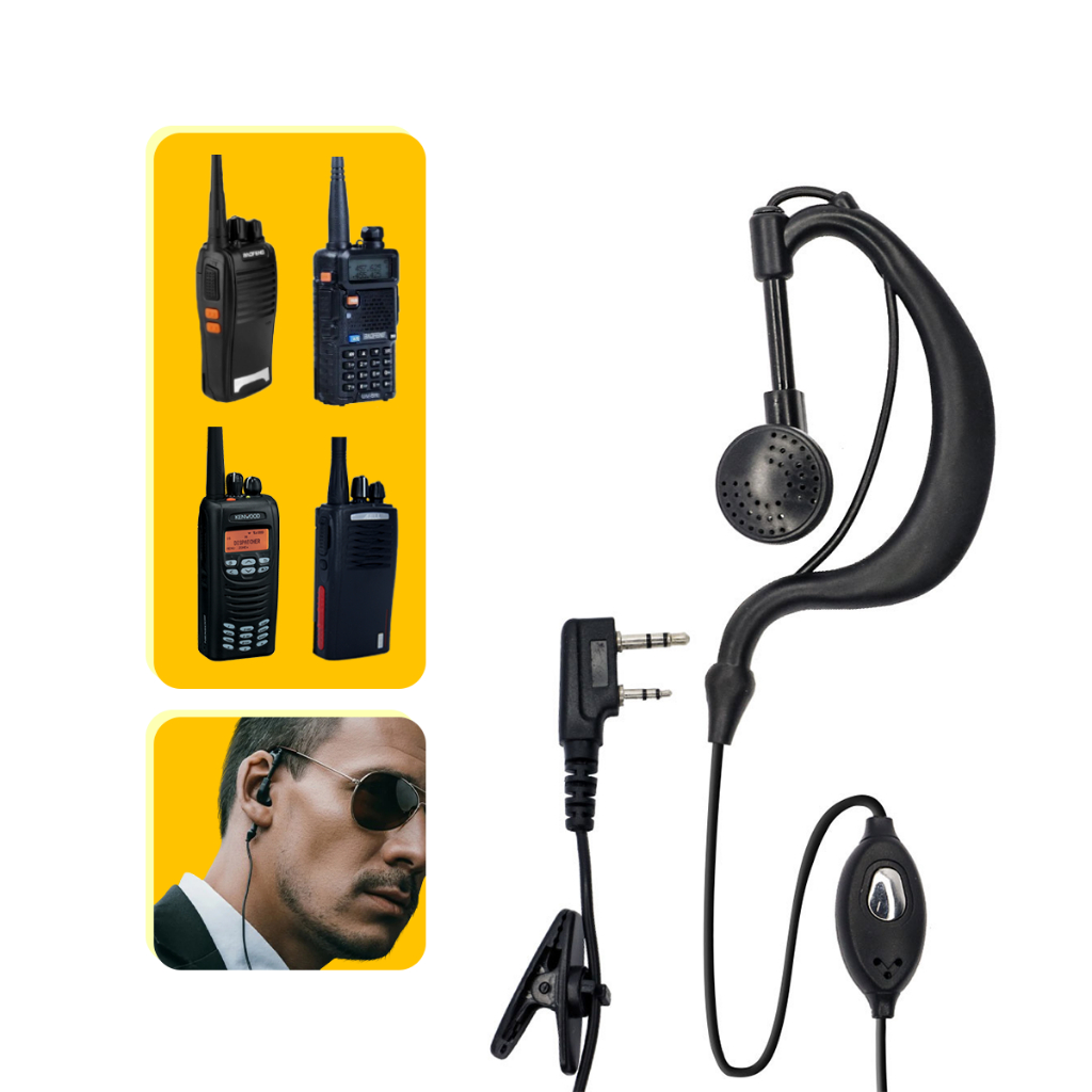 Fone De Ouvido Rádio Baofeng Comunicador HT 777s UV-5R PTT Lapela Microfone 2 Pinos Motorola Segurança