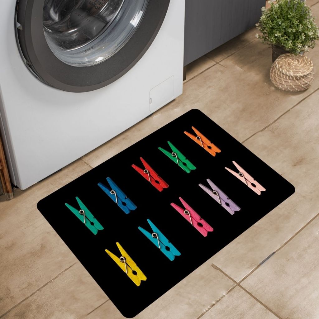 Tapete para Lavanderia de Casa Emborrachado Antiderrapante Mosaico Grampos em Oferta na Shopee
