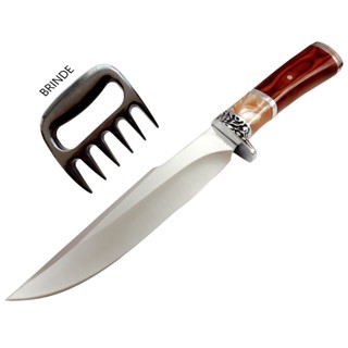 Faca Boa Para Churrasco Lâmina Em Inox Excelente Corte + Brinde Garra De Urso