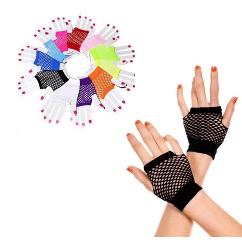 luva arrastão curta sem dedo festa cosplay fantasia em Oferta na Shopee