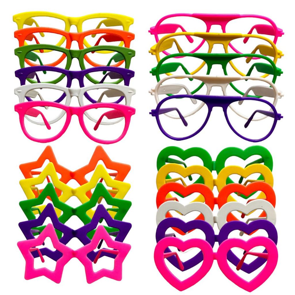 Kit Festa C/ 40 Óculos Coloridos Divertidos Casamento Aniversario Balada em Oferta na Shopee