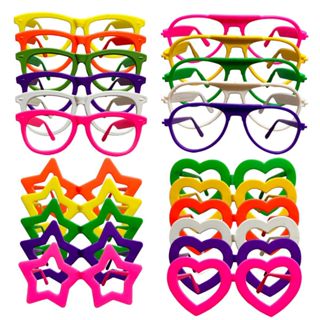 Kit Festa C/ 40 Óculos Coloridos Divertidos Casamento Aniversario Balada em Oferta na Shopee