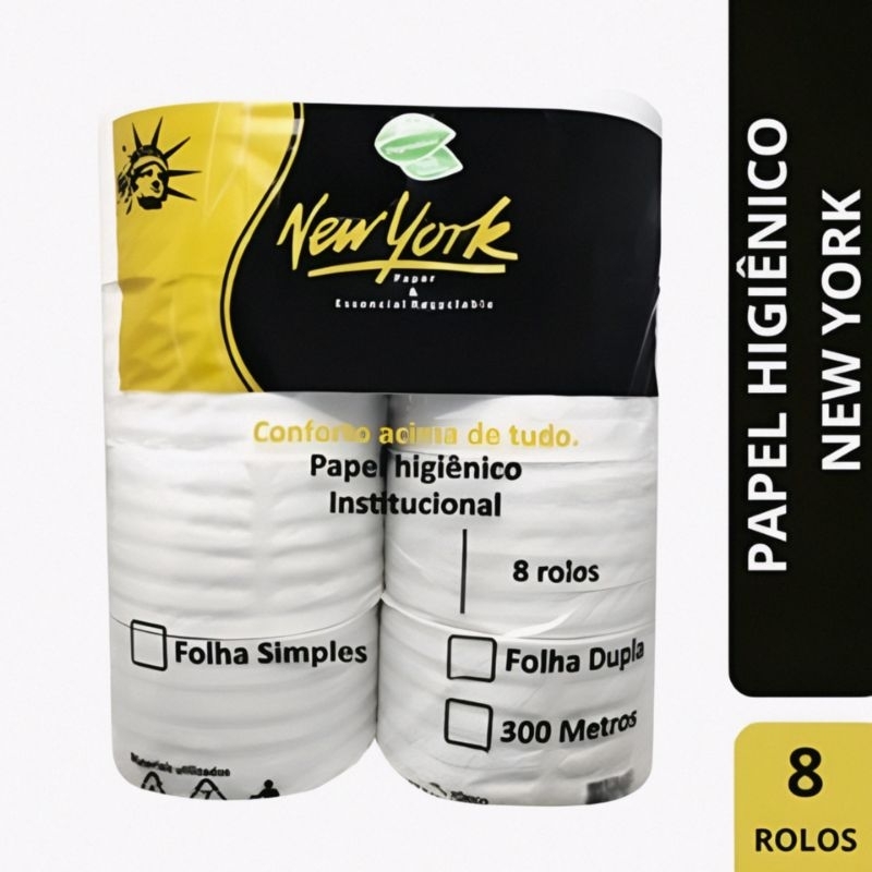 Papel Higiênico Rolão Luxo Econômico 8 Rolos Premium Industrial Folha Simples Banheiro - Promoção