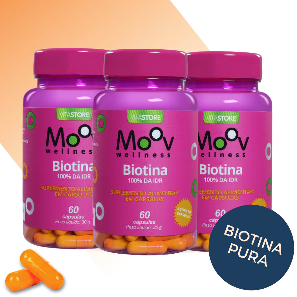 3 Biotina Crescimento Saúde Cabelos Pele Unha 60 cápsulas