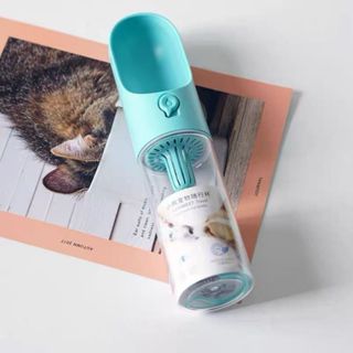 490ML 2 Em 1 Garrafa De Água Portátil Para Gatos Cães E Dispensador Multifuncional