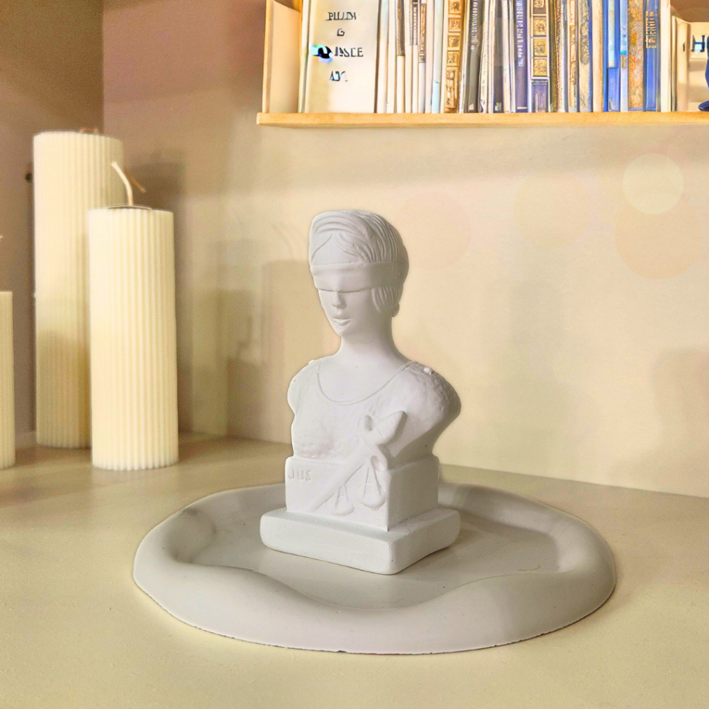 Estátua Busto Deusa da Justiça Deusa Themis Dama 15cm | Escultura Decorativa De Gesso Cru