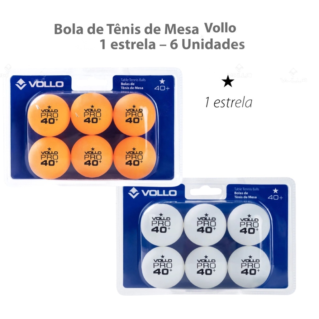 BOLA DE TÊNIS DE MESA PING-PONG LARANJA 1 ESTRELA 6 UNIDADES VOLLO