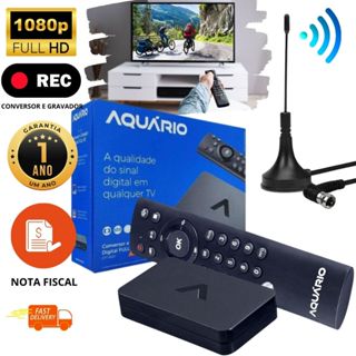 Conversor Digital TV Antiga Tubo + Antena Digital Full HD Aquario