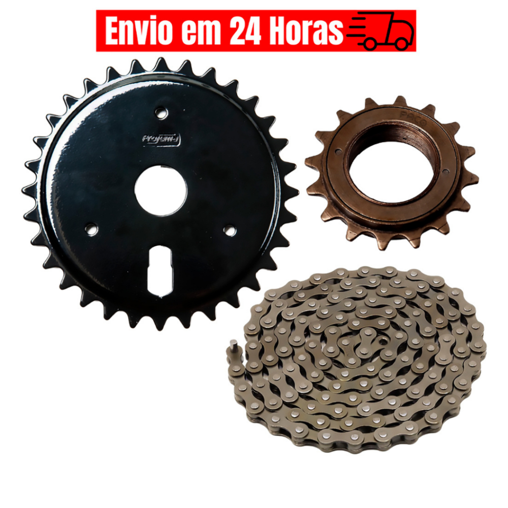 Kit Relação Bike aro 16 20 Mtb Catraca Corrente Coroa Para Pedivela Monobloco Bicicleta Infantil
