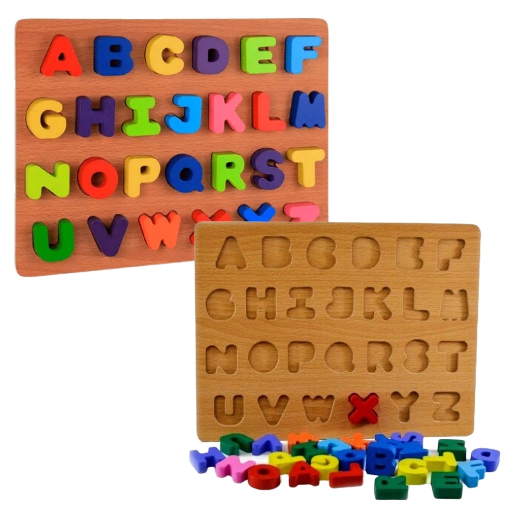 Jogo de Encaixe Infantil aprender LETRAS ALFABETO encaixe Quebra Cabeça Madeira SORTIDO