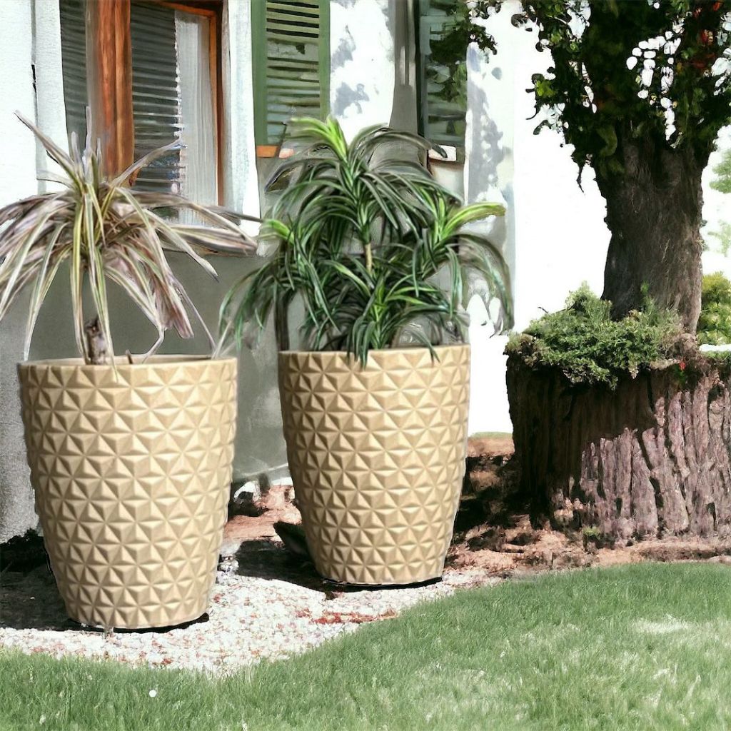 kit com 2 vasos decorativo para plantas naturais e flor artificial coluna diamante 29x25cm em Oferta na Shopee