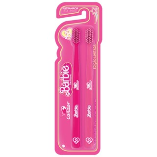 Escova de Dente Barbie Edição Limitada Ultramacia Condor Blister Duplo Tons de Rosa Sortidas