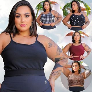 Kit 3 Top Alça Fina Reforçado Plus Size Moda Tendência Calor Verão