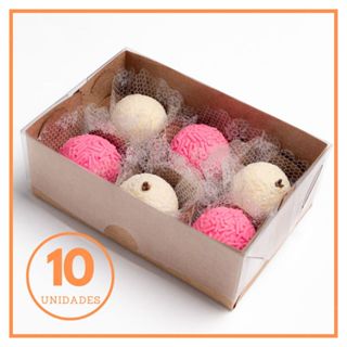 10 Caixas Embalagem tampa em acetato 6 Doces / bombons
