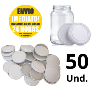 50 Un. Tampas Metálicas Para Potes Conserva 74mm Padrão Branco P/ Potes de Vidro em Oferta na Shopee