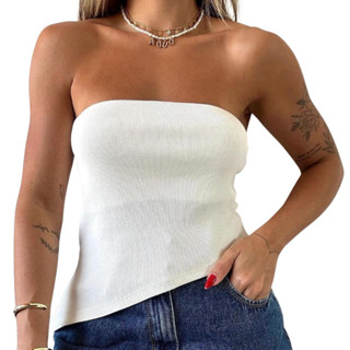 Blusa Tomara que Caia Assimétrica Tendência Moda Gringa