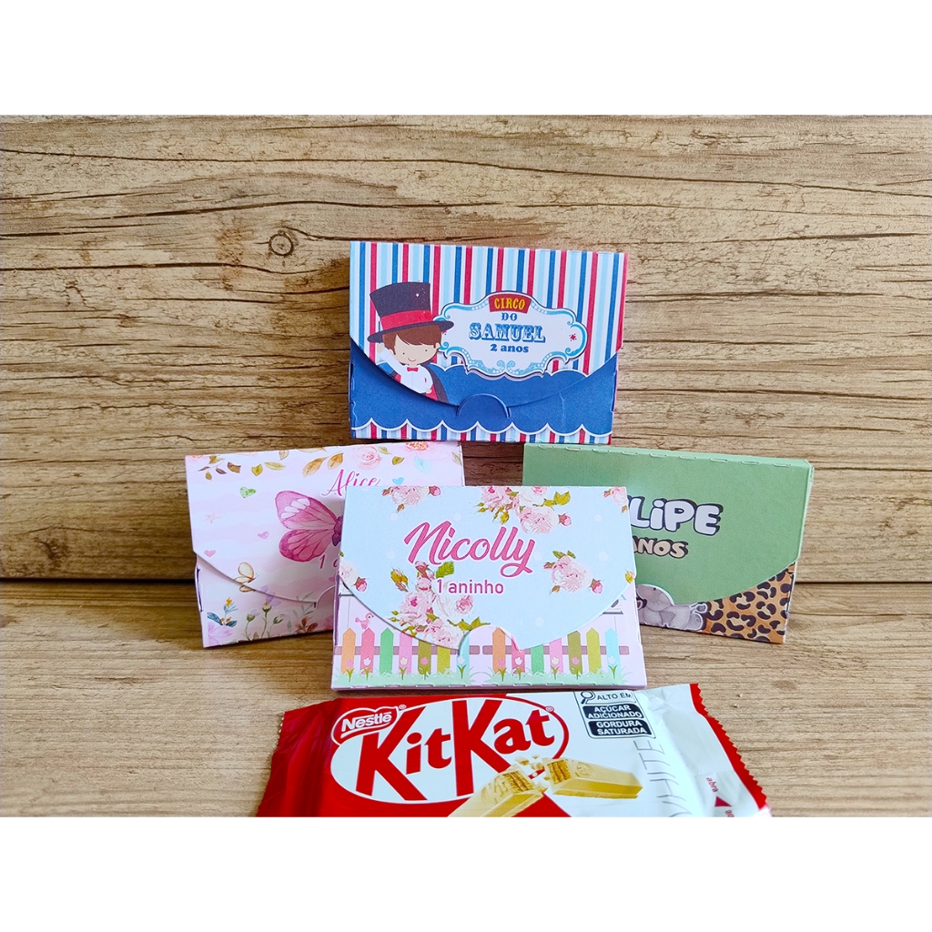 10 Caixinhas KitKat Personalizada  - QUALQUER TEMA em Oferta na Shopee