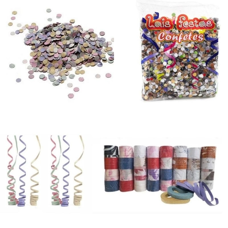 Kit Carnaval Serpentina + Confete Carnaval Colorido Confete Serpentina para Carnaval Bloquinho