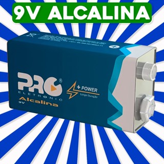 Bateria Alcalina 9V Alta Duração Profissional Pilha Longa Vida Original Proeletronic
