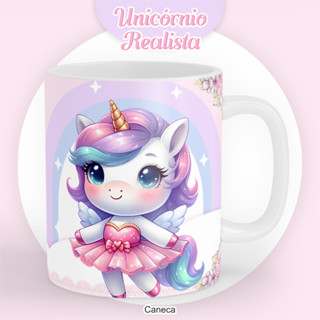 Caneca de Plástico Polímero Ou Porcelana Unicórnio Realista Personalizado com Nome