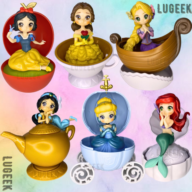 figuras bonecas princesas da versão bolinha/gashapon Rapunzel, Ariel branca de neve Cinderela  Bela. Action figure