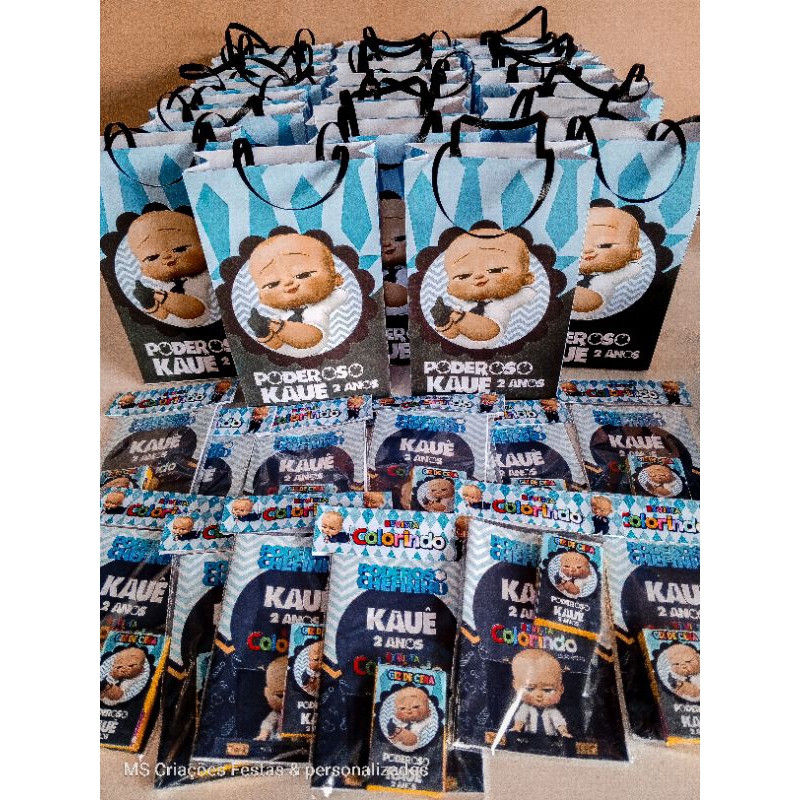 Kit 50 Lembrancinhas: 25 Kit Colorir+ 25 Sacolinhas surpresas | Personalizadas | Poderoso Chefinho.