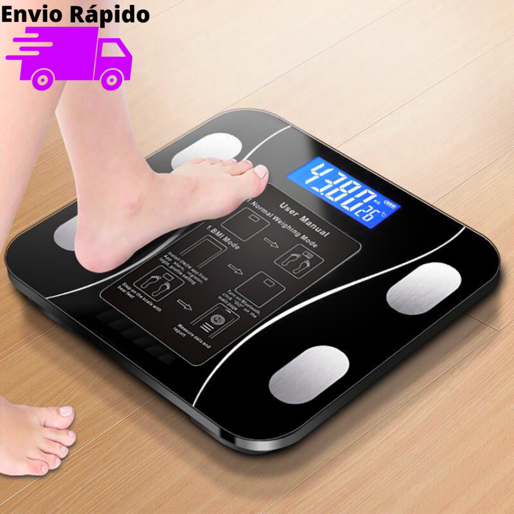 Balança De Bioimpedância Corporal Digital Profissional Com Bluetooth Com Aplicativo Display LCD De 180Kg