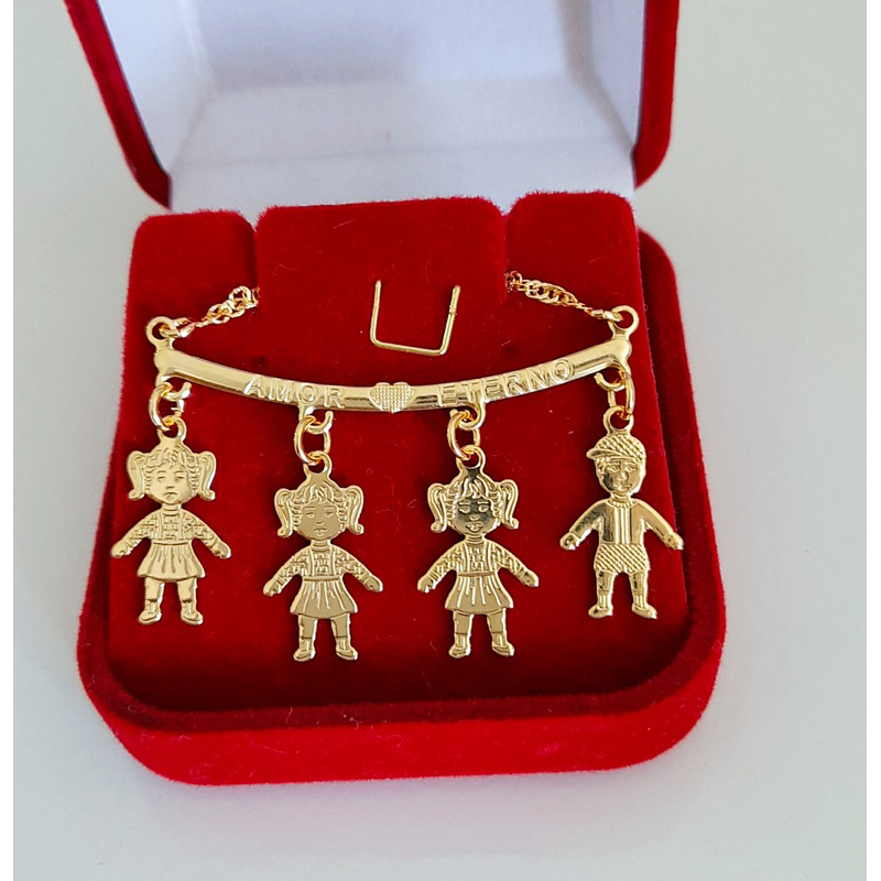 Colar de 2 até 4 Pingentes, Colar de Filhos, Colar de Mãe, Gargantilha de Filhos, Mamãe Linda, Semi Joia Banhada a Ouro 18K