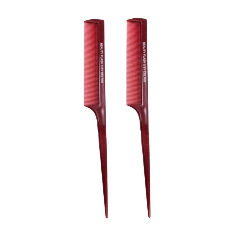 Kit com 2 pentes Pente Profissional para Química Mechas e Eriçado 5by em Delrin vermelho cabo fino em Oferta na Shopee