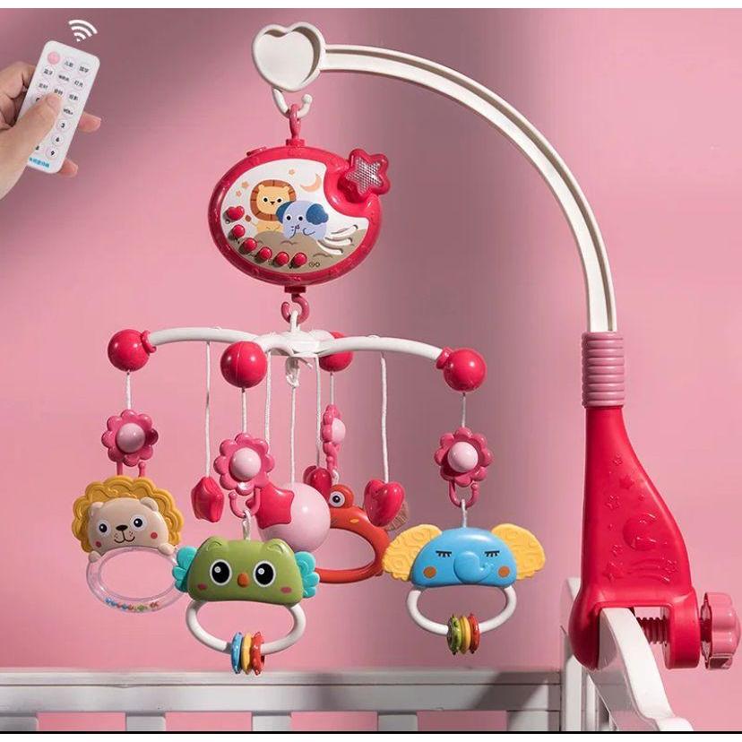 Brinquedo MultiFuncional Criança Para Cabeceira Móbile Berço Chocalho Com Projeção De Luzes E Som Controle Remoto em Oferta na Shopee