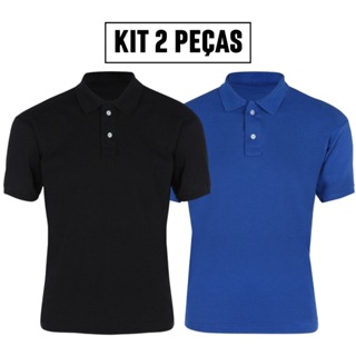 Kit 2 camisa polo masculina camiseta premium piquet poliester em Oferta na Shopee