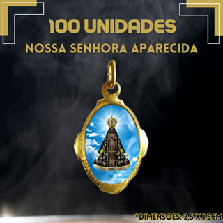 100 Unidades - Aparecida Medalha Chapa Resinada Artigos Religiosos