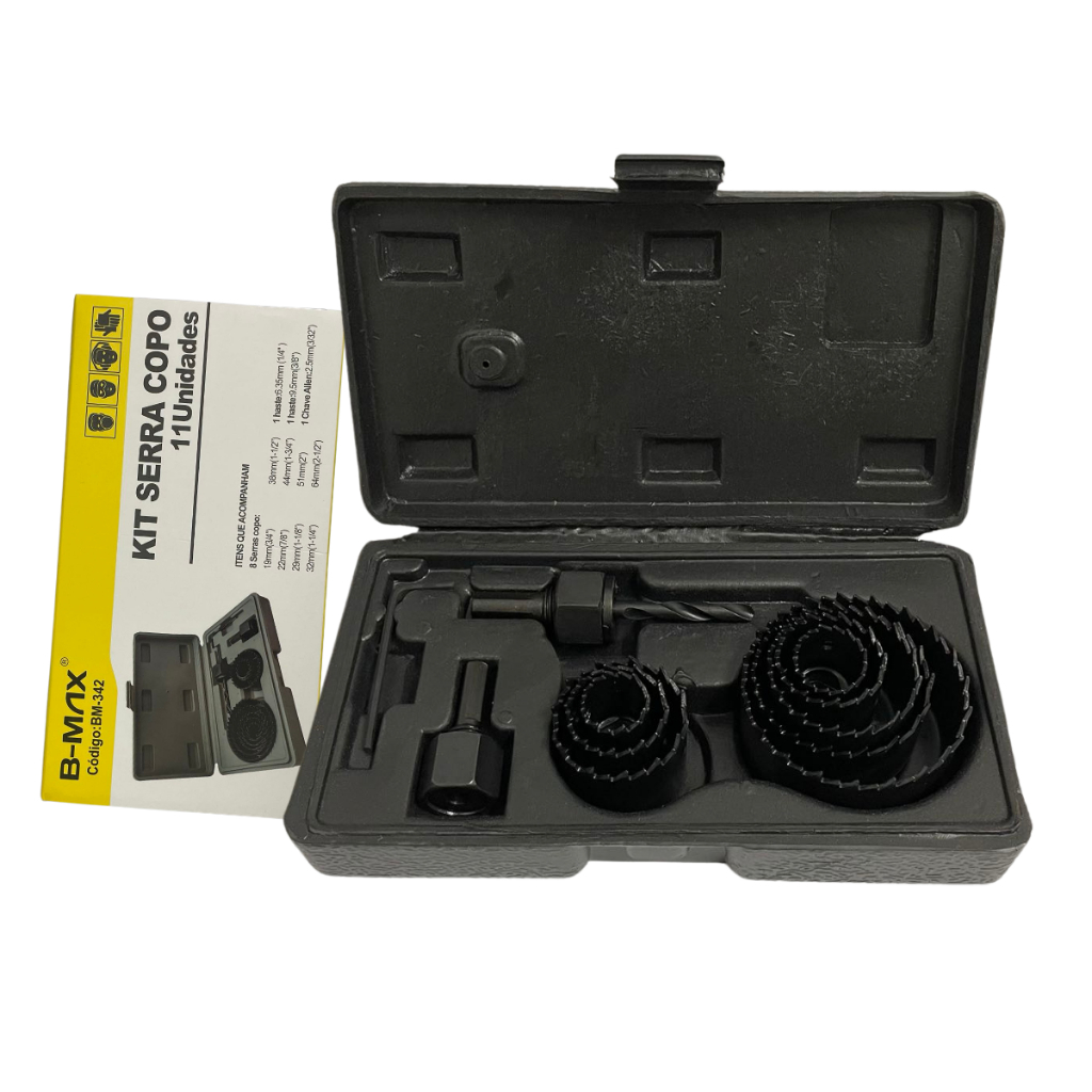 Kit Jogo Serra Copo 11 Peças Para Madeira E Gesso Com Estojo Profissional em Oferta na Shopee