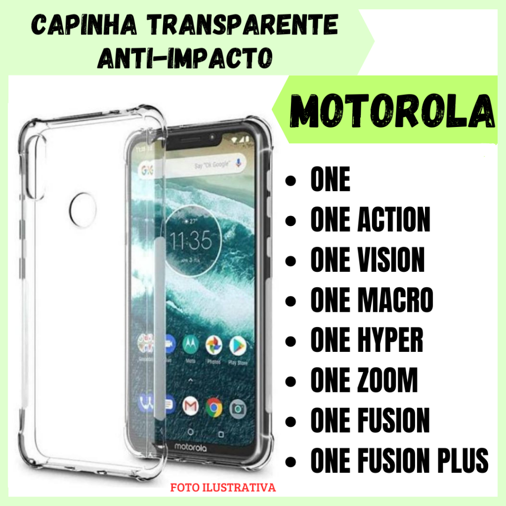 Capa Trans. Anti Impacto Motorola Moto One/ Vision/ Fusion/ Fusion Plus/ Action/ Macro/ Zoom/ Hyper (CF09)