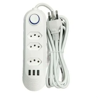 Extensão Filtro De Linha Régua 3 Tomadas 3 Entradas Usb