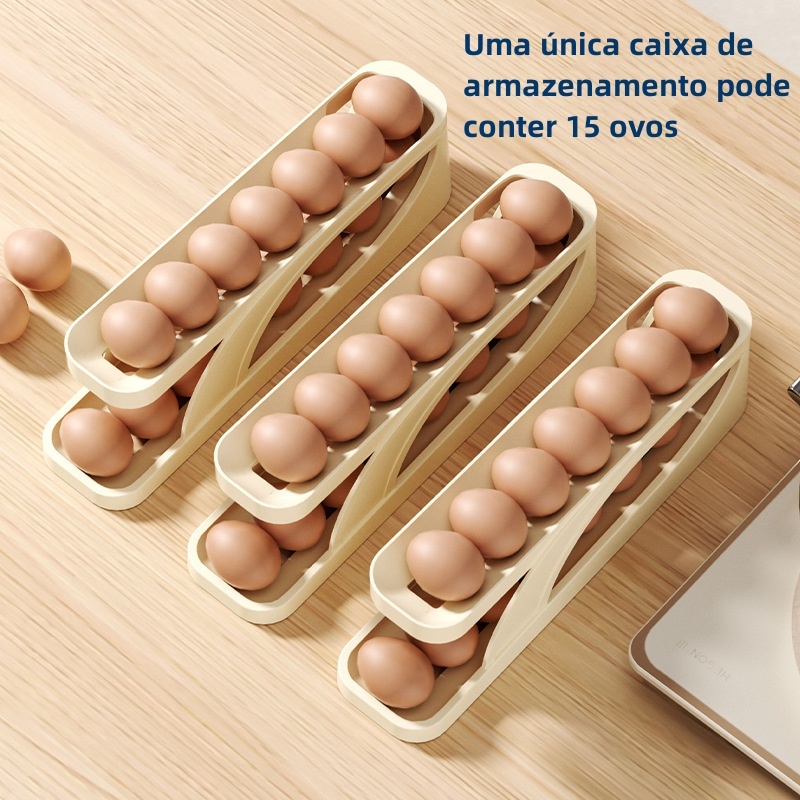 Porta ovos de 2 andares dispenser automático de ovos para refrigerador Rolling Egg Holder - KL-A3294