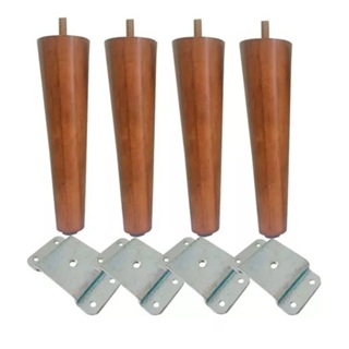 Kit Jogo 4 Pés Palito Castanho 30CM Com 4 Chapinha Inclinada Para Poltrona Puff em Oferta na Shopee