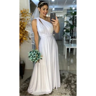 Vestido de Noiva Longo Branco Multiformas de Usar casamento civil e Religioso