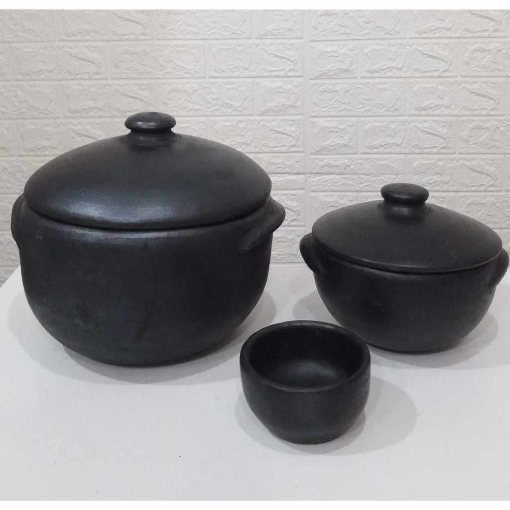 Jogo de Panela de Barro Capixaba - 2 Litros + 1000ml + Cumbuca em Oferta na Shopee