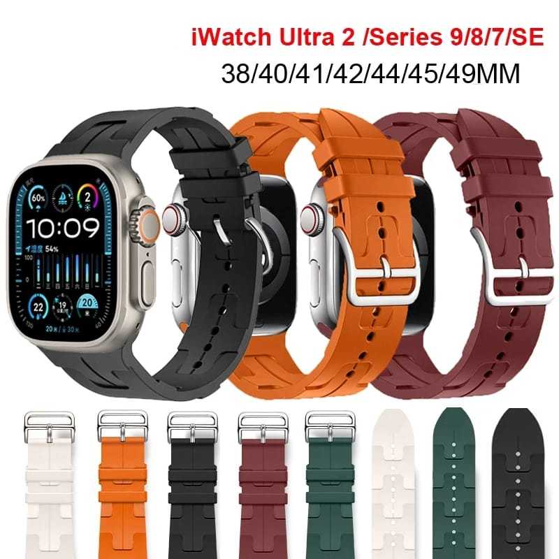 Pulseira STRAP Silicone para Smartwatch Apple Watch Series Ultra 9, 8, 7, 6, 5, 4, 3, SE2 44mm 40mm 38mm 42mm smartwatch