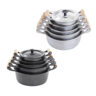 Jogo De Panelas Polidas e Craqueadas pretas de Alumínio Batido de  C/5 Panelas Alça de Madeira de Ferro Fundido em Oferta na Shopee