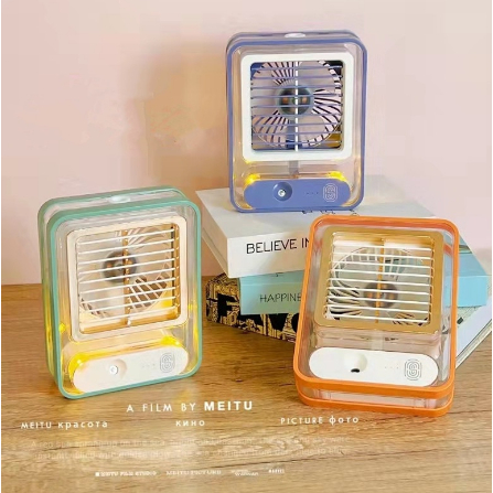 Ventilador Umidificador Ar Agua Touch De Mesa 3Velocidades Led USB Trabalho Estudos Casa Portatil Silencioso Refrescante