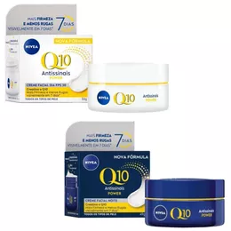 Kit Creme Facial Power Q10 Nivea Anti Rugas Antiidade Dia e Noite Com FPS30 Pele Seca
