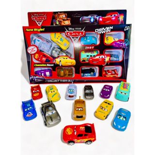 Kit 12 e 8 Carrinhos Coleção Cars 3 Disney Carros Relâmpago Mcqueen Dinoco Sally Matter 4 de Fricção.